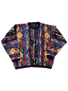 Tundra Sweater Large Hip Hop 3D Knit Cosby Biggie Coogi Style mercerized cotton